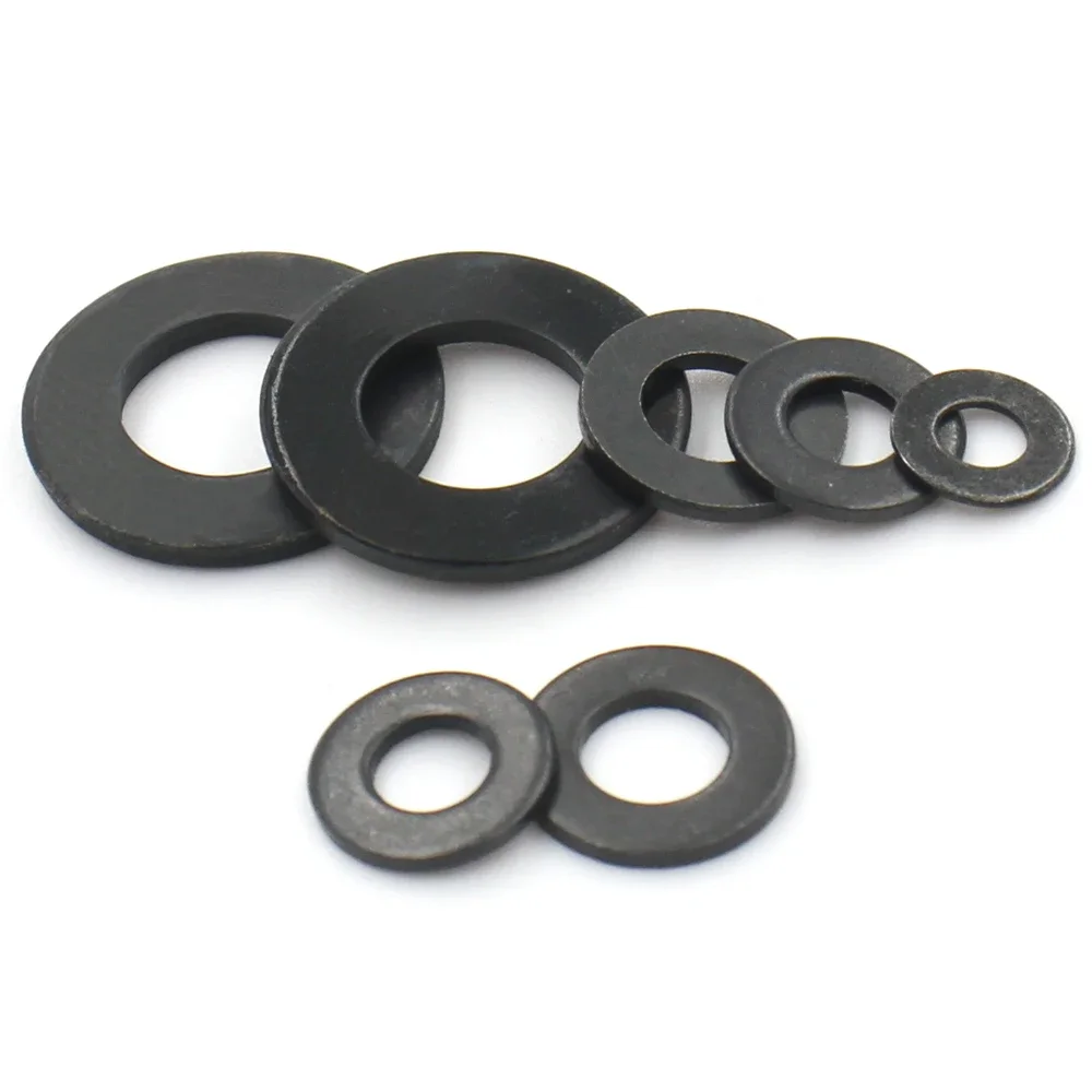 1-100PCS Grade 8.8 Black Carbon Steel Plain Washers DIN125 standard sizes M2-M45