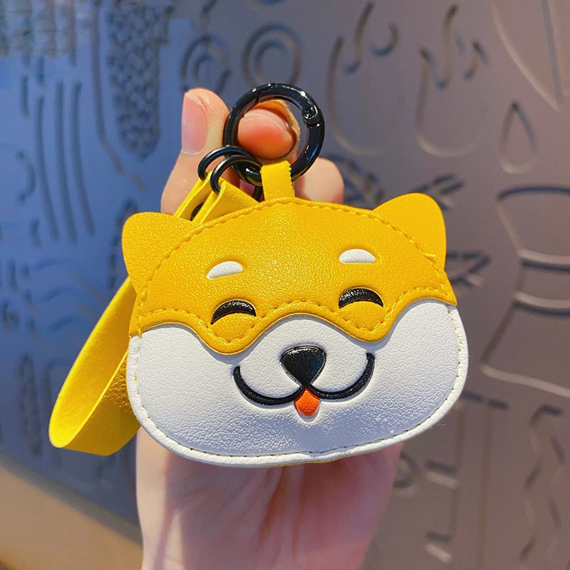 Cartoon Cute Pet Panda Leather Pendant Key Chain Female Bag Trinket Delicate Lovely Shiba Inu Dog Lion Doll Keychain Package