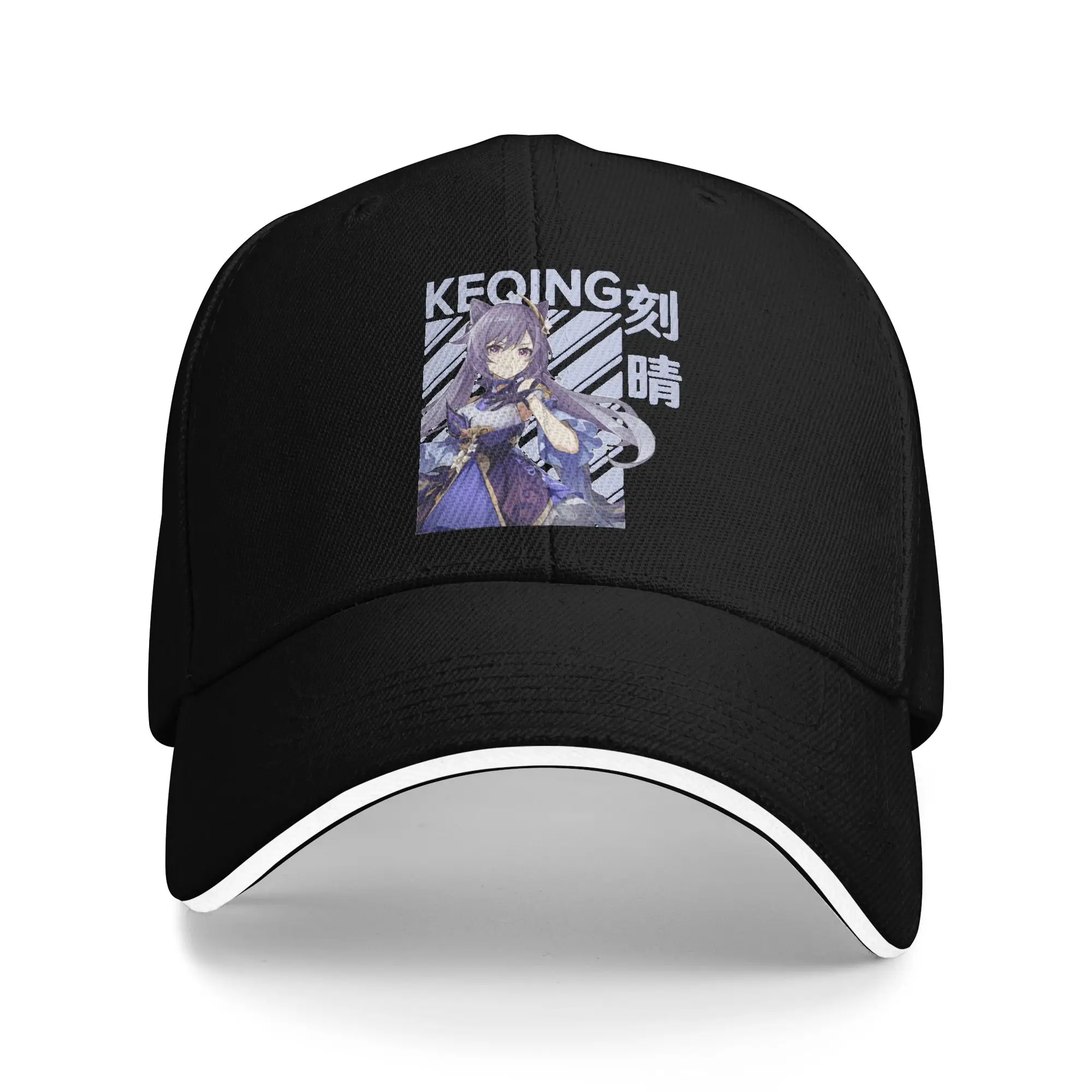 Keqing Genshin Impact Baseball Cap Fashion Anime Game Sandwich Hat Unisex Style Adjustable Sun Hat Travel Gift
