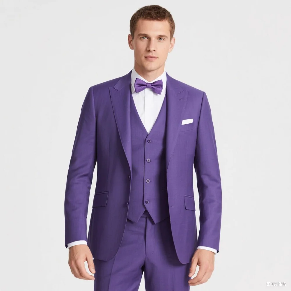 

Men's Elegant Casual Solid Color Blazer Vest Pants Set Outdoor English Style Wedding Performance Singer Outfit