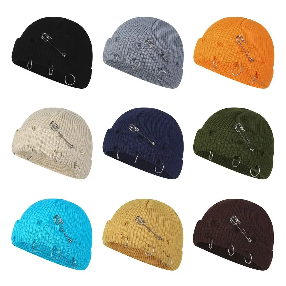 Fashion Winter Warm Knitted Cap Thick Solid Color Slouchy Bonnet Casual Soft Leisure Cap for Men Women