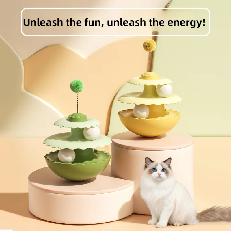Cat Tumbler Toy Teasing Stick Automatic Rotating Catnip Self Playing Toy for Cats Soothing Interactive Play