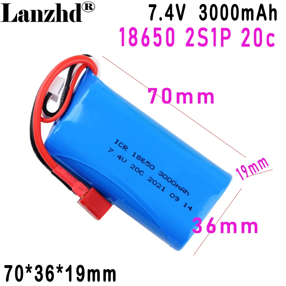 Lithium Battery Pack 18650 7.4V 3000MAH For Remote Control Toy off-road Vehicle Helicopter Boat