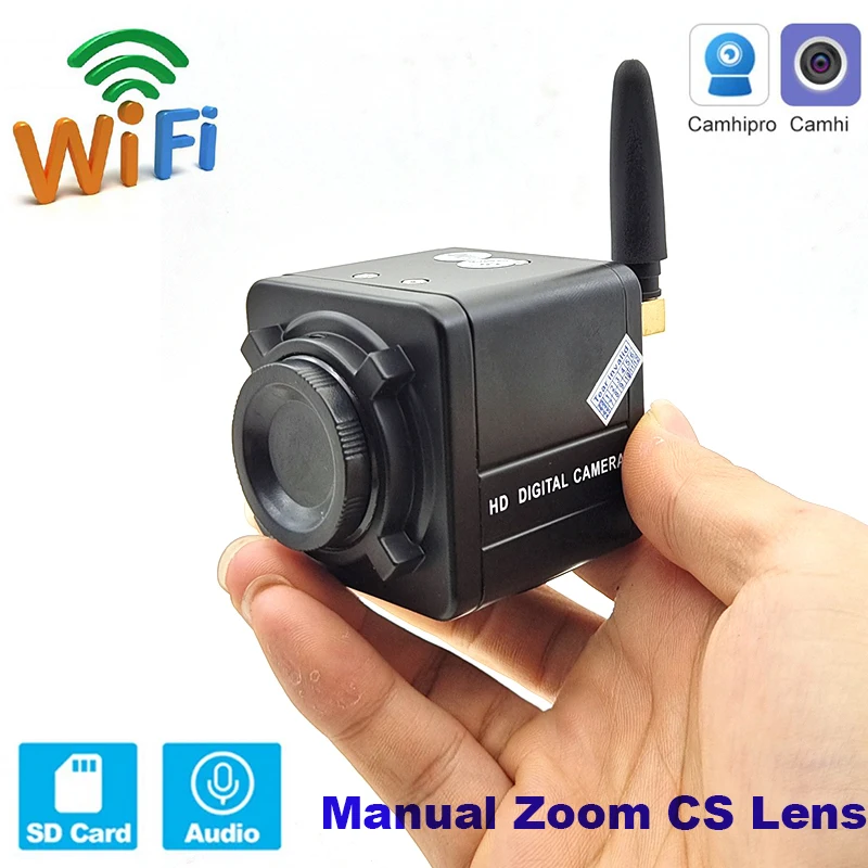 

1920P 1080P CamHi Audio Mini WIFI BOX IP Camera indoor Wireless Security P2P Onvif CCTV TF Card Slot Support CS Manual Zoom lens