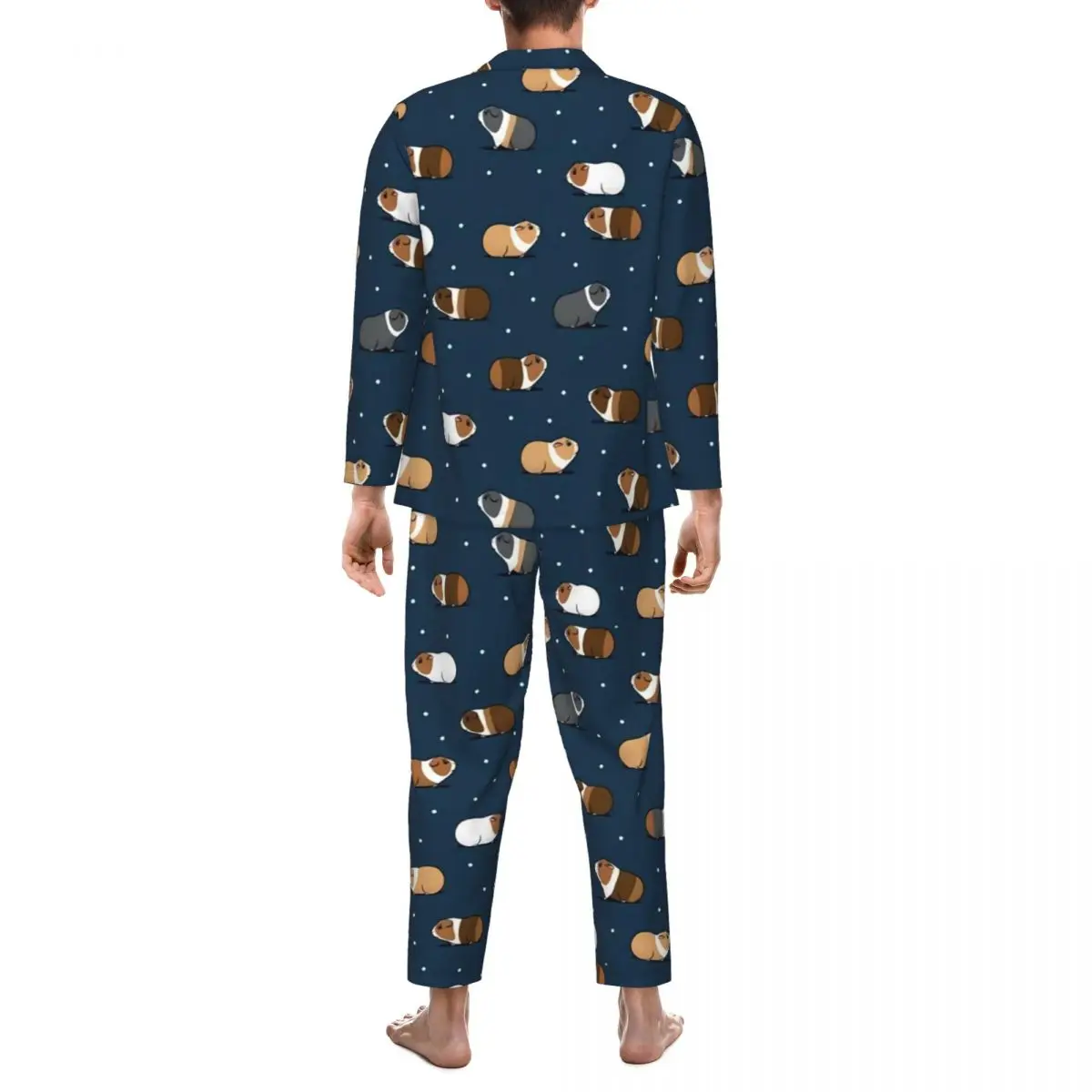 Little Guinea Pig Pajama Set Autumn Animal Print Home Sleepwear Unisex 2 Piece Casual Oversize Graphic Home Suit Birthday Gift