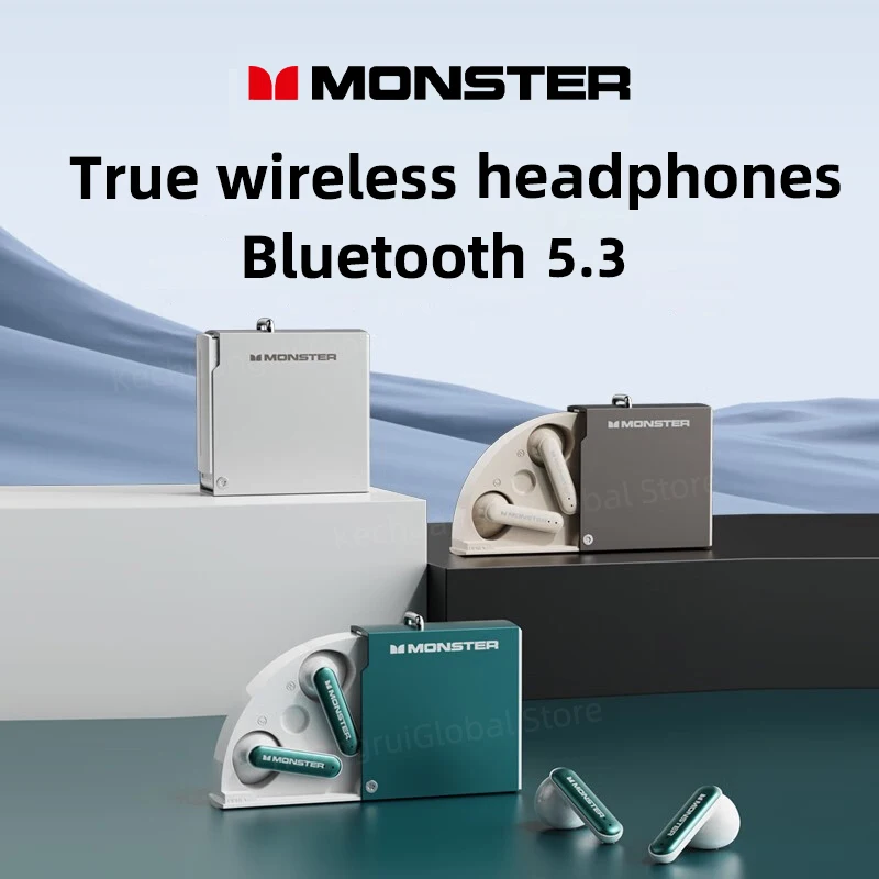 Monster XKT17 auriculares inalámbricos Bluetooth 5,3 auriculares TWS HD llamada reducción de ruido con micrófono auriculares para juegos deportivos