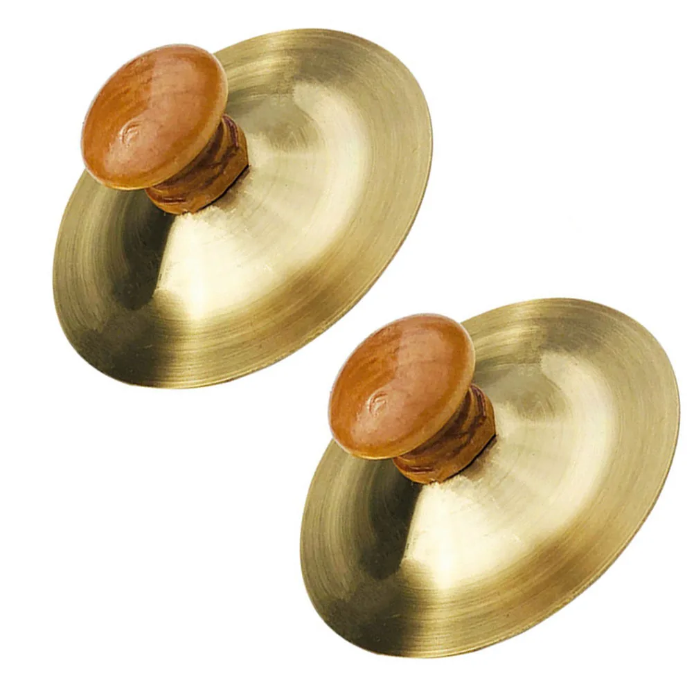 

2Pcs Finger Cymbals Small Hand Cymbals Wooden Handle Clear Sound Musical Instrument for Kids Stage Dance Entertainment
