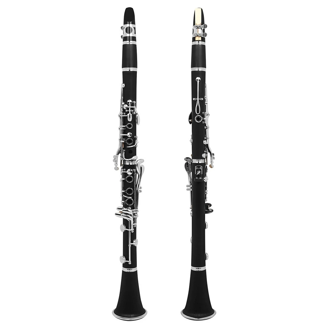 Clarinet Bb, Nickel Plated Ebonite Clarinet for Kids Students Beginners, Musical Instrument Black Woodwind