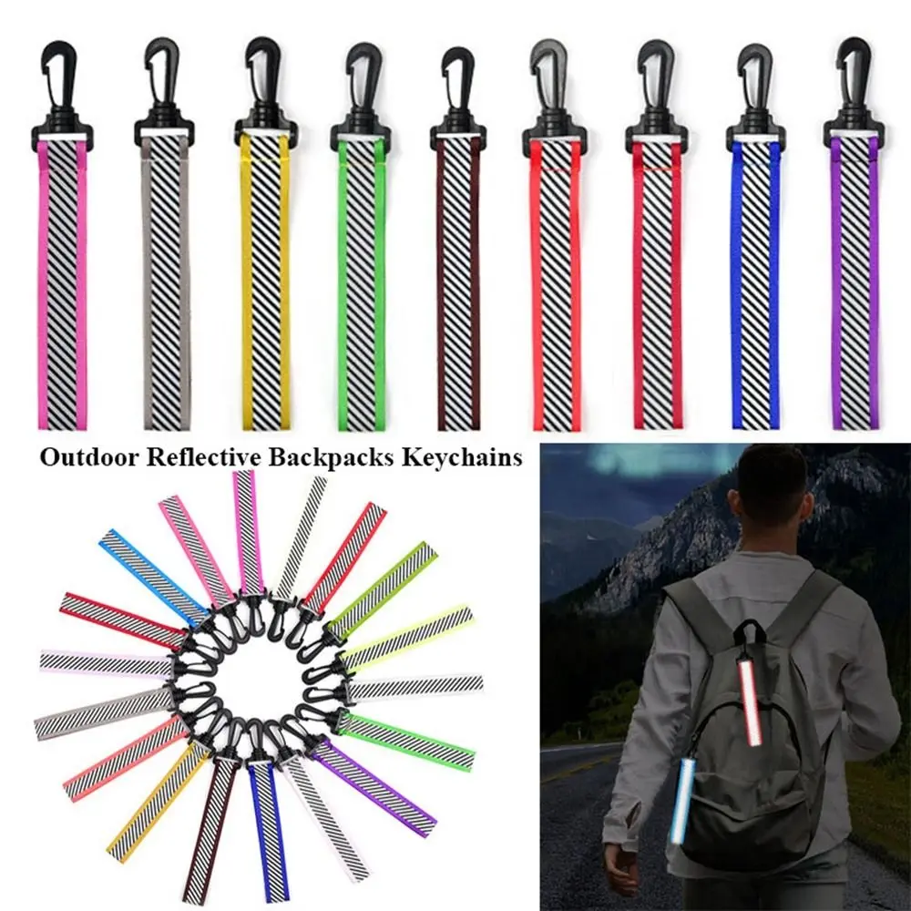 High Quality High Visibility Reflective Backpacks Keychains Webbing Material 17 Styles Safety Straps Accessories Outdoor Tool