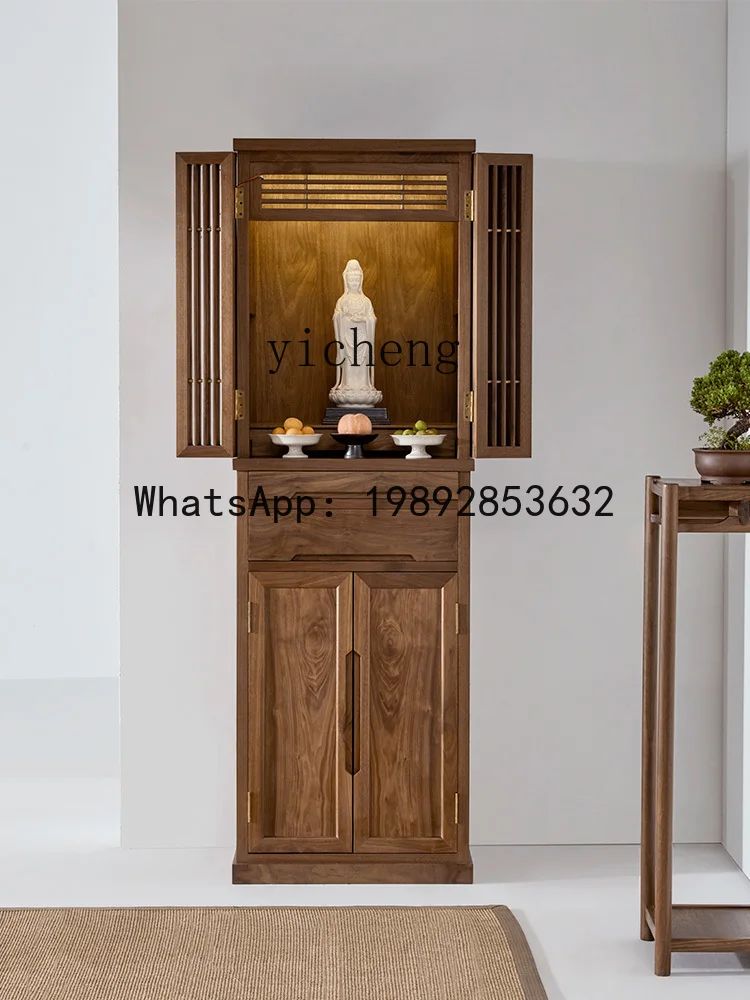 X4  Buddha Cabinet Worship Table Home Modern Simple Black Walnut Wood Standing Cabinet desk decoration