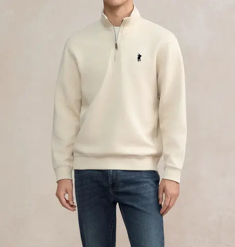 Alta qualidade veludo zíper gola alta camisola masculina tendência de inverno designer marca luxo paul bordado pulôver de malha quente