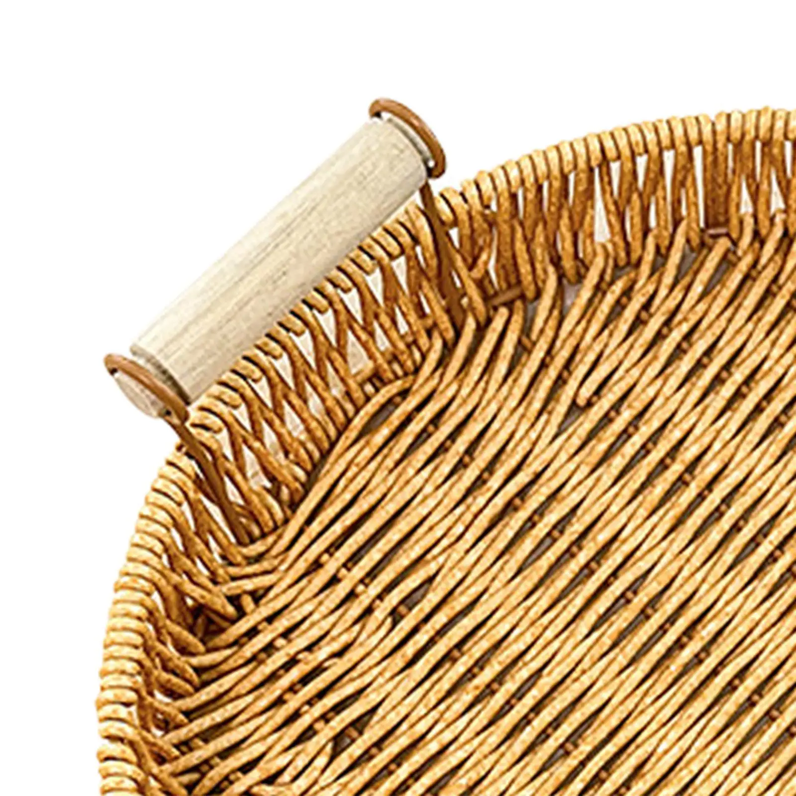 Woven Serving Tray Round Centerpiece with Handles Multifunctional Serving Basket for Party Buffets Kitchen Breakfast Picnic image 5
