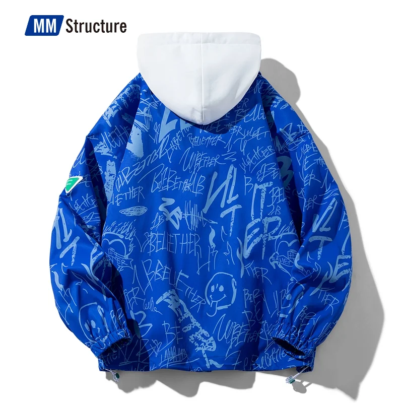 Men's Hoodie Sunscreen Windbreaker Sun Protection Coat Printed Jacket Waterproof and Windproof Windbreaker