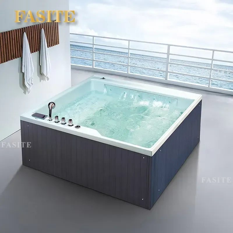 Modern Freestanding Acrylic  Bathtub Deep Soaking Tub for Bathroom Home Spa Relaxation Hydrotherapy Massage Bath