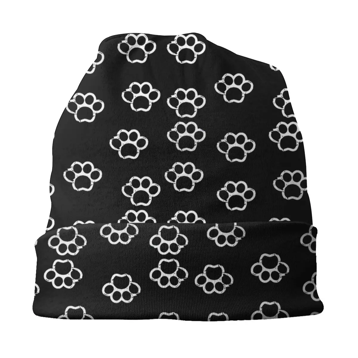 Gorros con estampado de pata de perro para hombre y mujer, gorro fino negro, gorros de calle, gorros