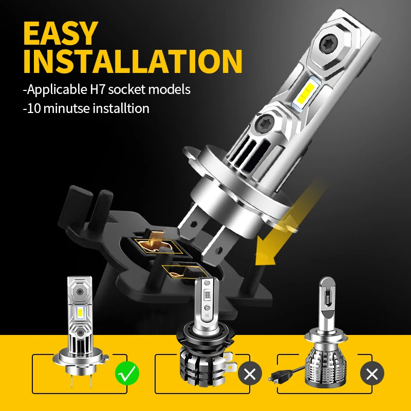 H7 LED Headlight Bulb For Kawasaki ZX1000 EX300 EX650 Ninja ZX10R ZX6R 300 650 KLE650 Versys KLR650 ZR900 Z900 ABS 16-2018
