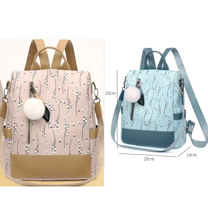 Double shoulder bag, large capacity dual-purpose women's bag, fashionable printing contrast Korean-style women's backpack