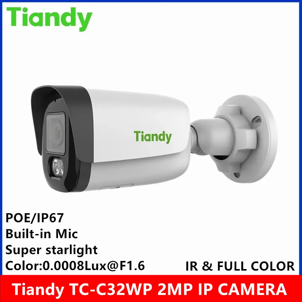 Original Tiandy brand TC-C32WP 2MP built-in MIC IP67 Super starlight IR 50meter & full Color model Bullet ip Camera