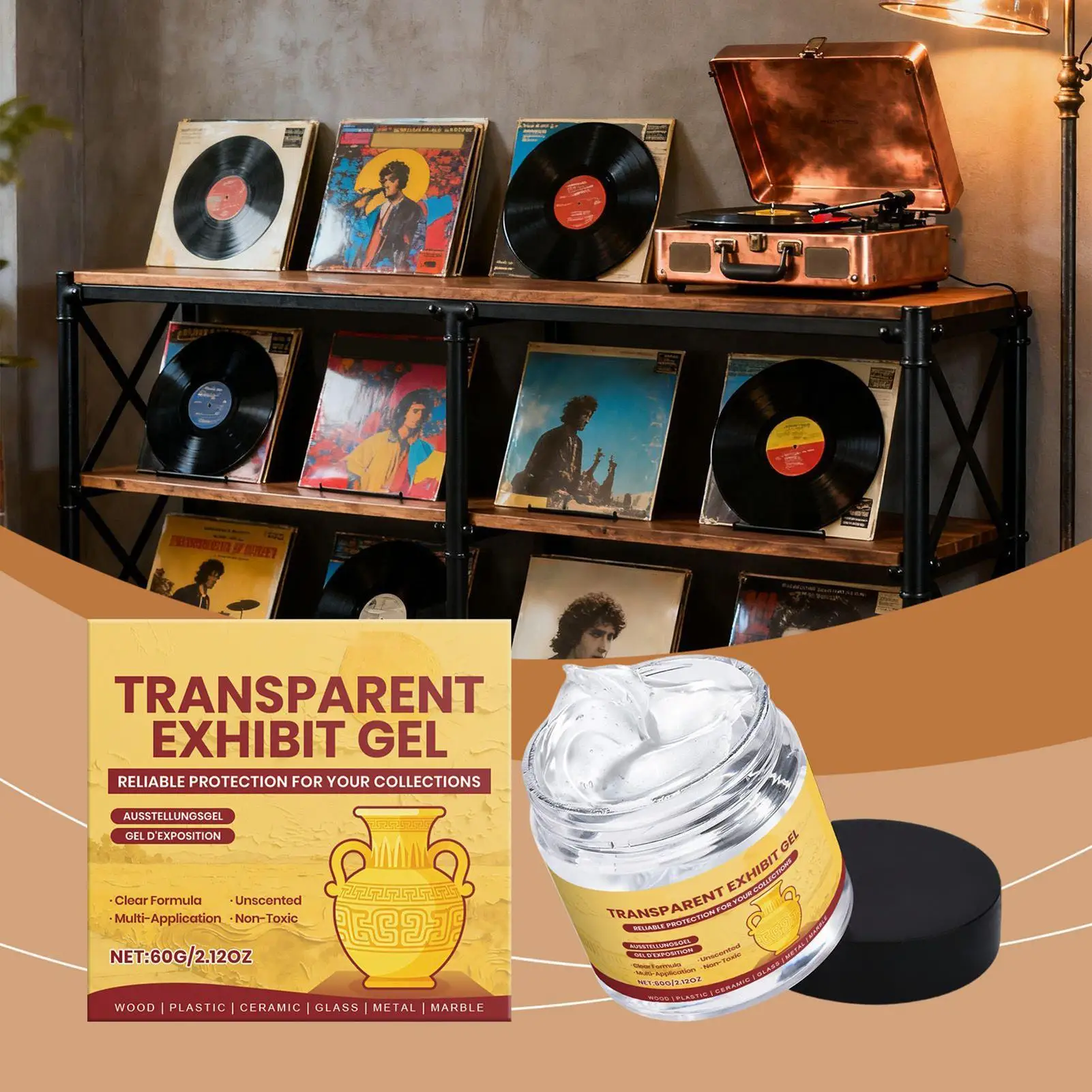 60g Gel Adhesivo Transparente Removible para Exhibición, Cera para Museos, Masilla para Antigüedades, Vidrio, Cerámica, Figuras, Decoración, Conservación de Arte