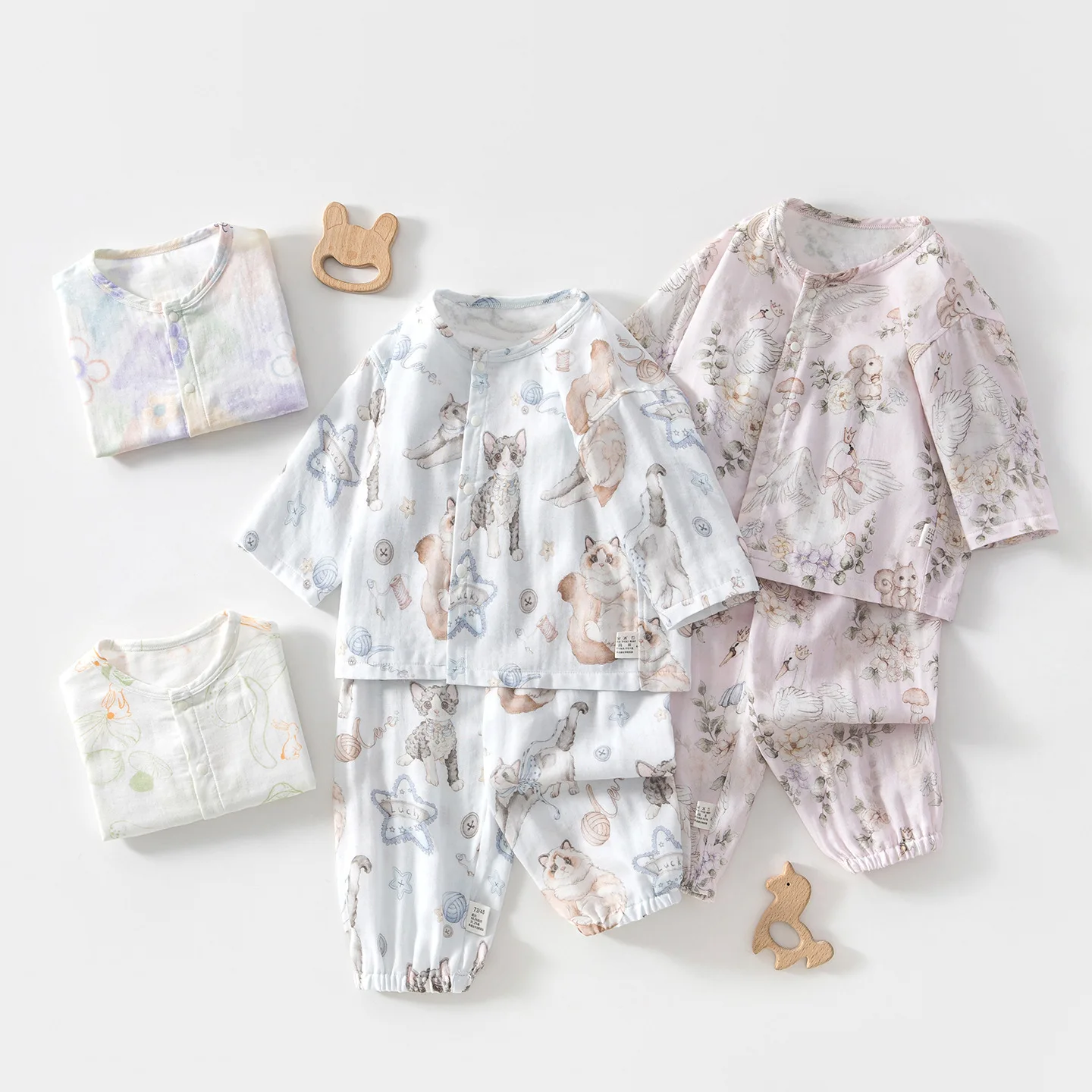 

Детские хлопковые пижамные комплекты: домашняя одежда для малышей, топы и брюки из бамбукового волокна с длинными рукавами, летняя одежда для детей для помещений с кондиционером