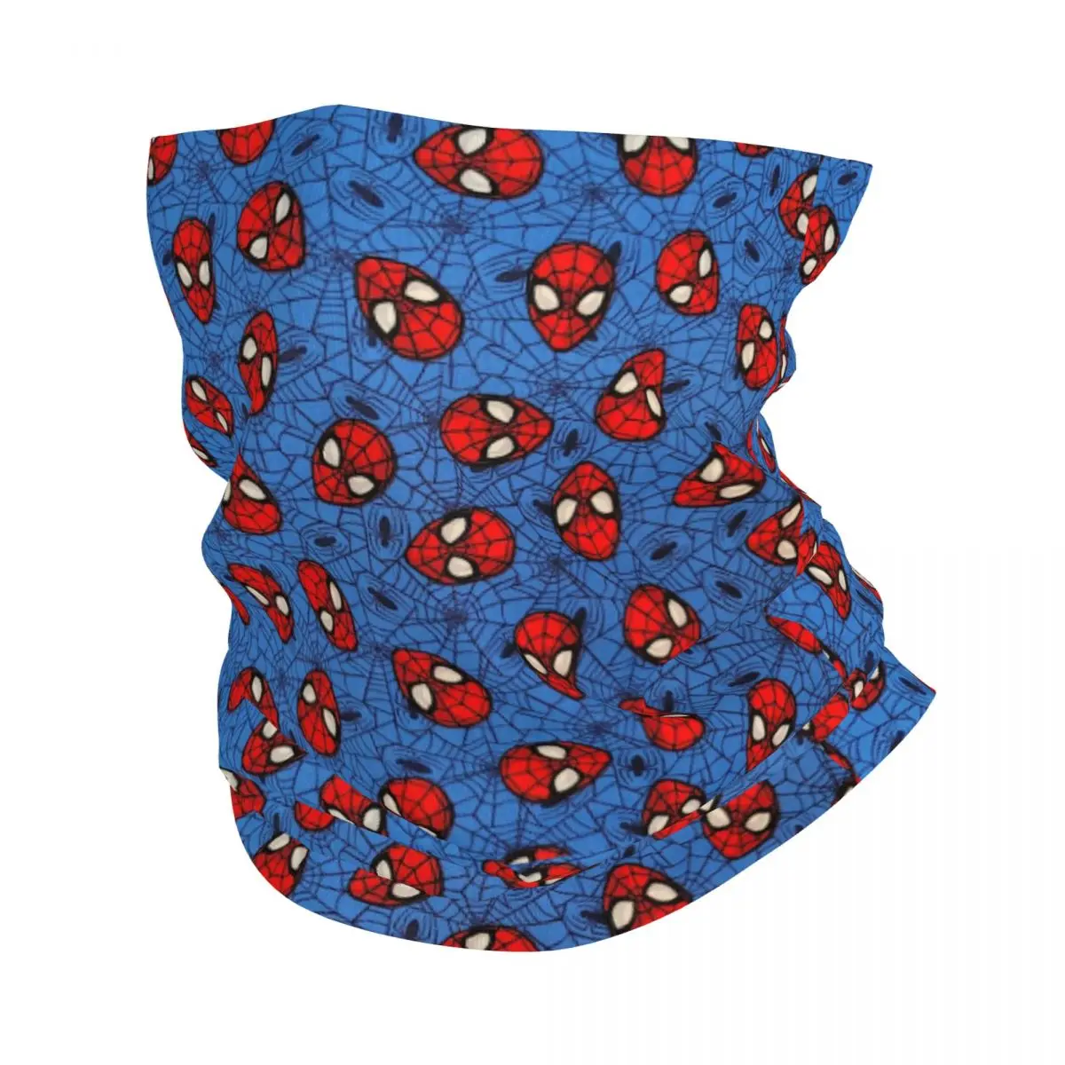 Custom Spider Man Face Toss With Web On Blue Quilt Bandana Neck Warmer Women Men Winter Ski Tube Scarf Gaiter Face Cover