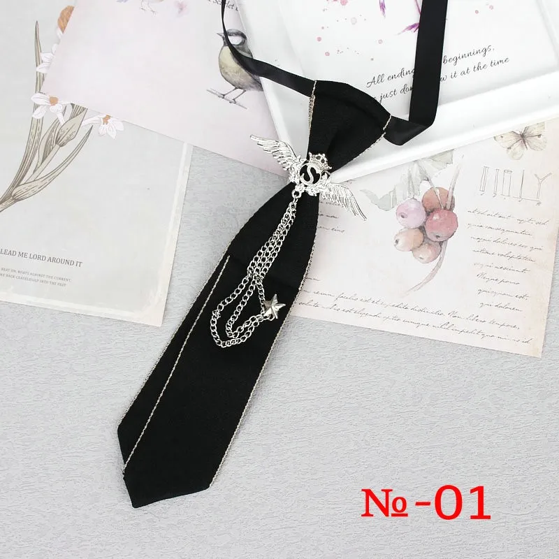 Handgemachte schwarze Band Krawatte Kristall Strass Schmuck Männer Shirts heiße neue Mädchen Jungen Kragen Krawatten Schuluniform Frauen Krawatte – Detail 2