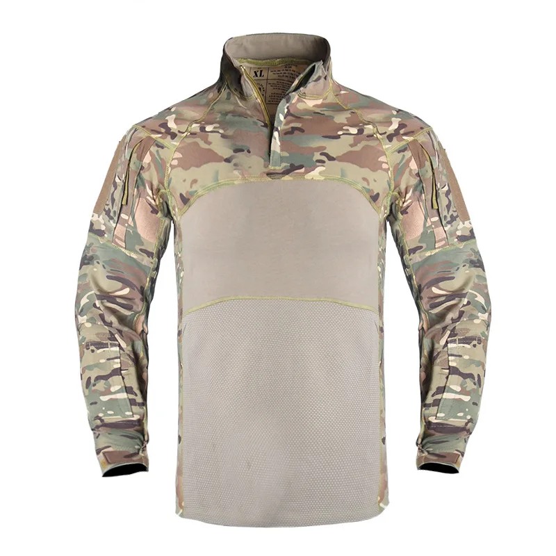 Tactical Combat Shirt Men Cotton Tactical Uniform Camouflage T-shirt Multicam US  Clothes Long Sleeve Hunting Shirt