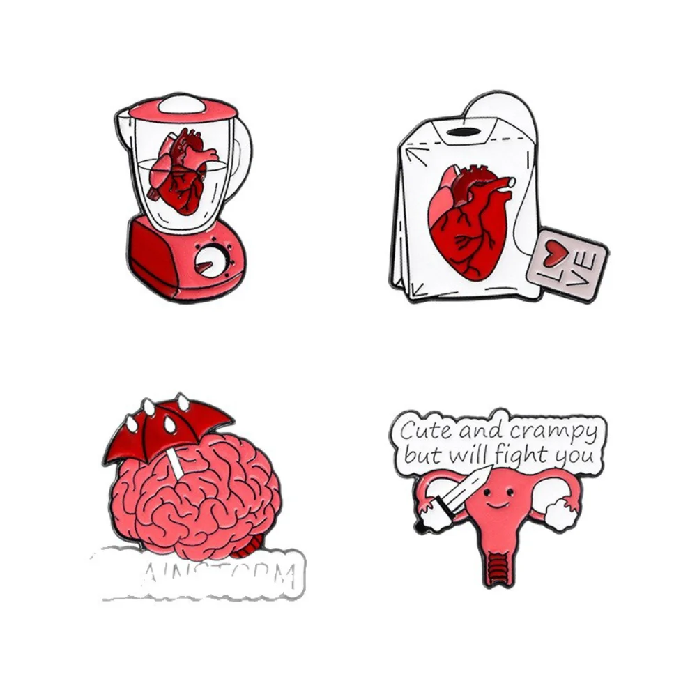 Dark and Cute Brain Hole Explodes Pins Creative Badges with Quirky Body Organs Rebellious Personality Brooch