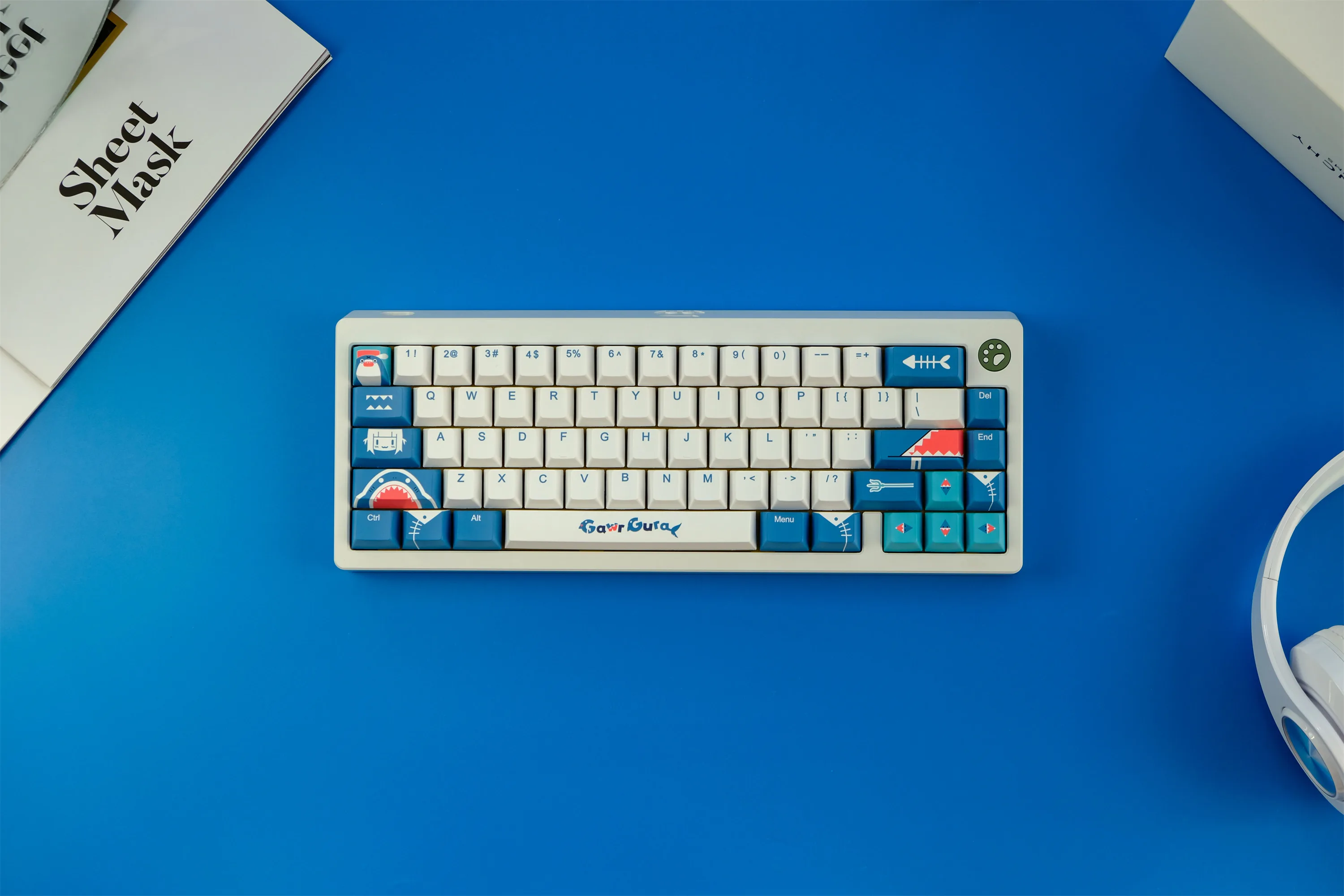 Gawr Gura Keycaps 129 Keys PBT Material CHERRY Profile DYE-SUB Keycap For MX Switch Wooting Mechanical Keyboard ISO ANSI Layout