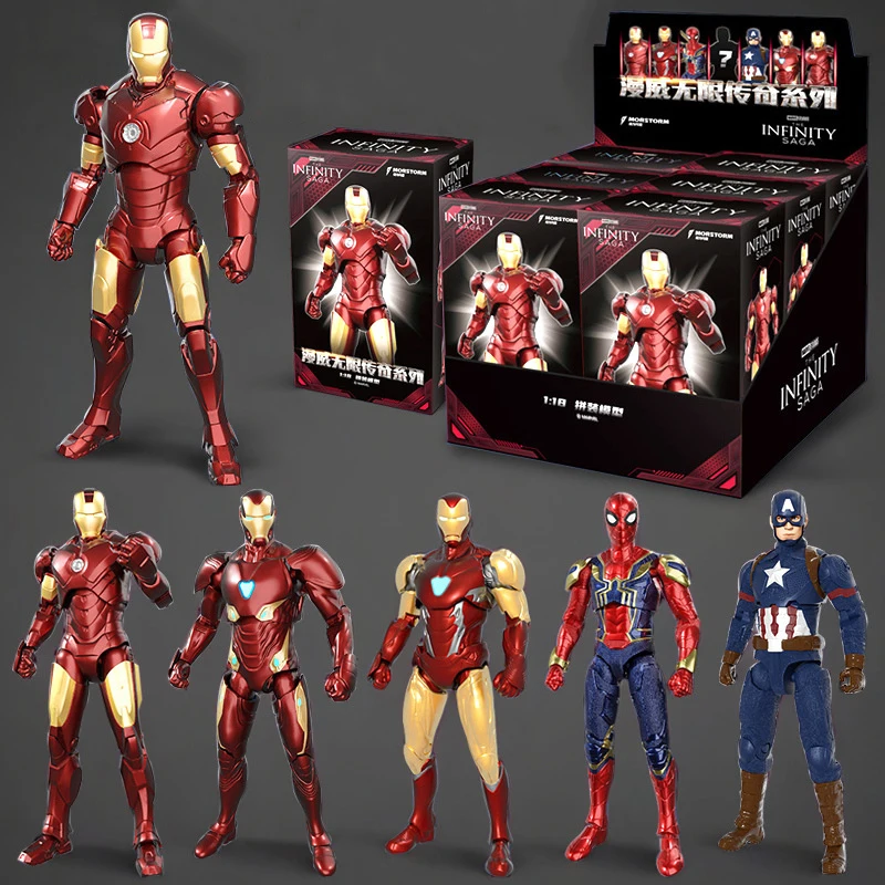 

Marvel Assemble Action Figures Blind Box Avengers Superheroes Iron Man Captain America Spider Man Cartoon Model Mystery Box Toys