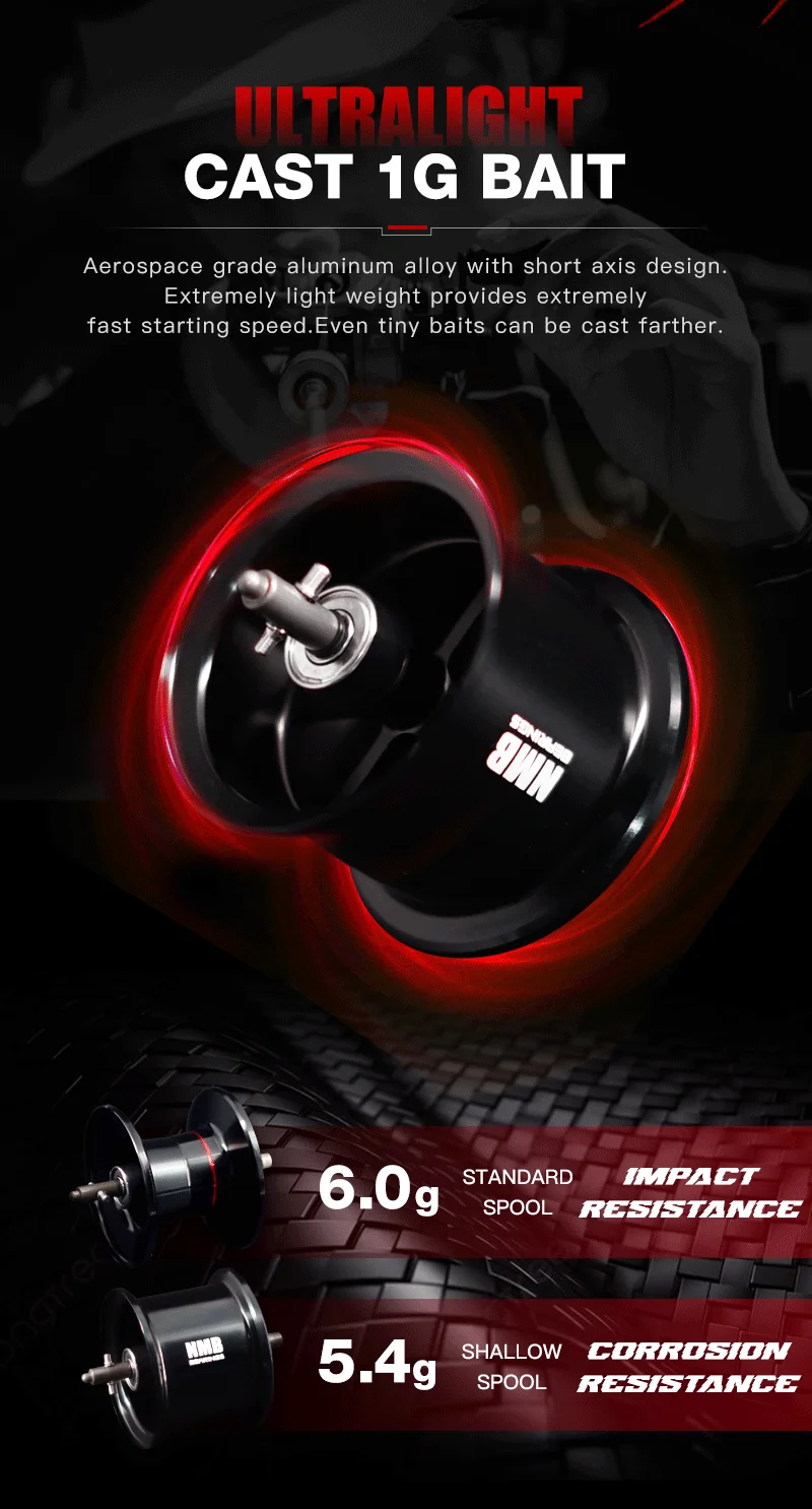 SEASIR MANSORY PRO Baitcasting-Angelrolle Ultraleicht Kohlefaser 131g Doppelspulen 7+1 BB 7,1:1/8,1:1 Übersetzungsverhältnis Max. Bremskraft 5kg – Detail 3
