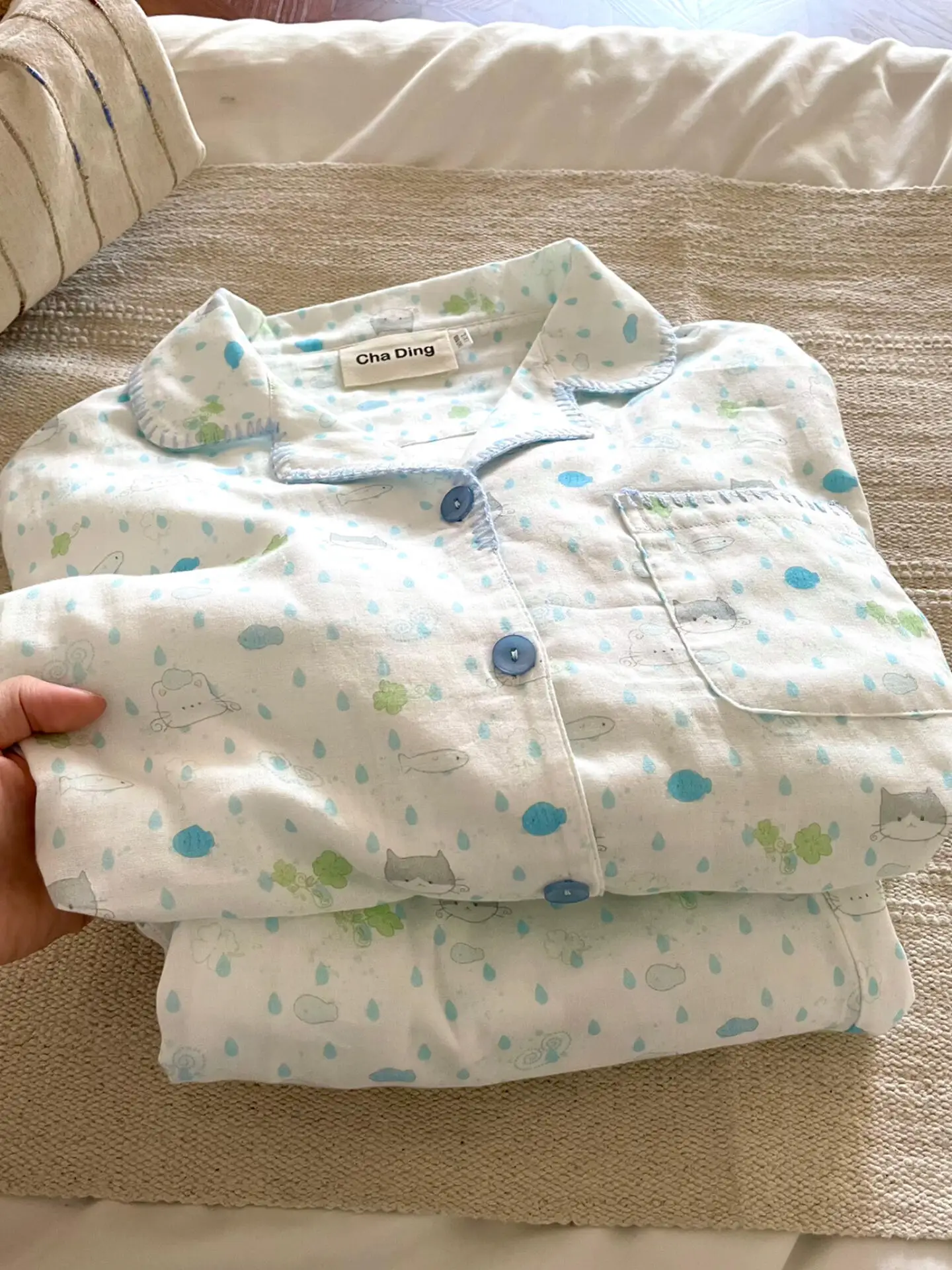 pigiama-da-donna-con-motivo-a-goccia-di-pioggia-e-gattino-maniche-lunghe-in-puro-cotone-abbigliamento-da-casa-stile-casual-stampato-comodo-ideale-per-l'autunno