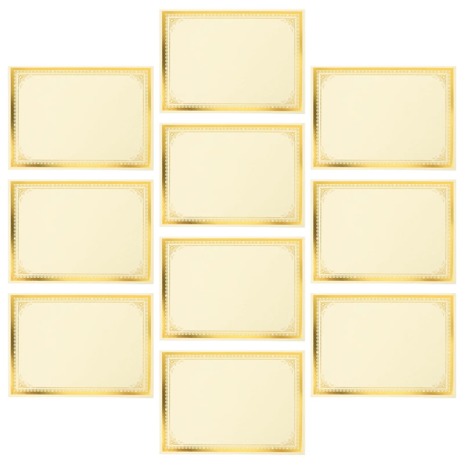 10Pcs Blank A4 Certificate Inserts Gold Border Printing Paper Heavyweight Diploma Award Paper for Schools Offices Events Luxury