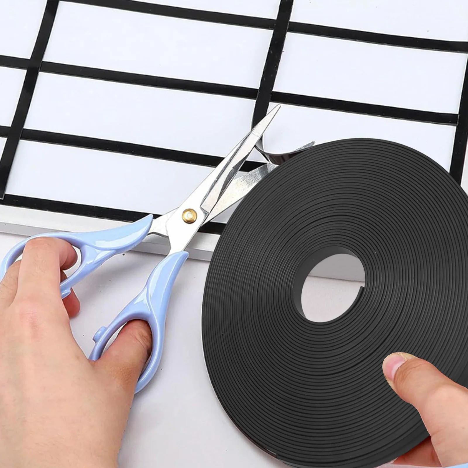 Black Magnetic Tape Roll 6mm For X 8m PVC Film Strip For Whiteboard Grid Lines And Metal For Surface Decorative Divider Tool