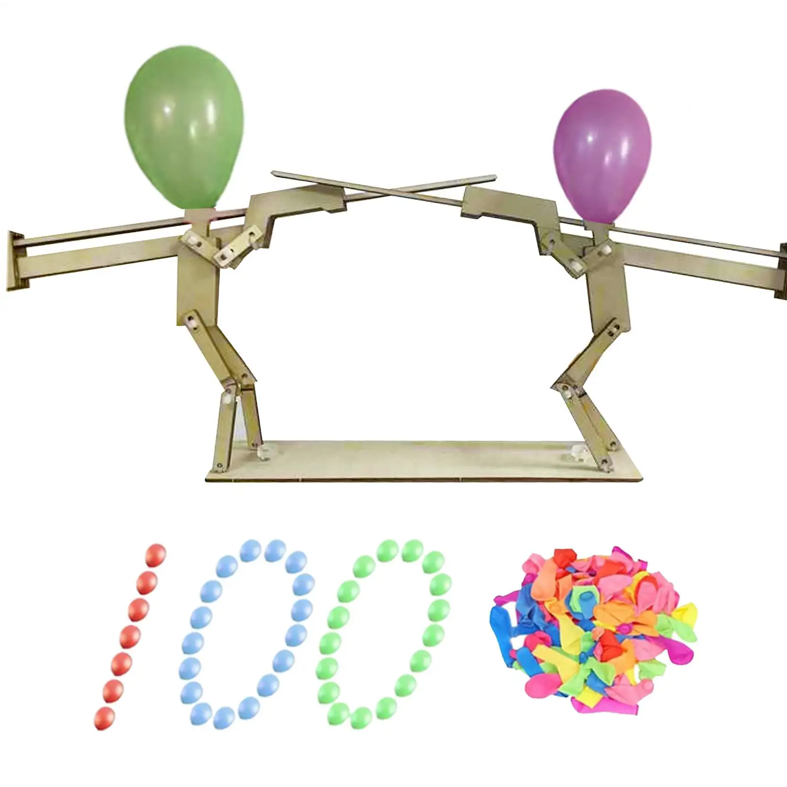 

Whack A Balloon Game Handmade Puppet Battle Board Game Fun Interactive Wood Toy with 100 Balloons for 2 Players Living Room