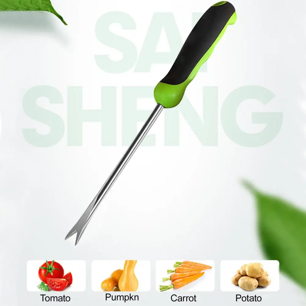 Ergonomic Handle Weed Pulling Tool Stainless Steel V-shaped Head Weeding Device Garden Hand Weeder Tool Gardening Gift