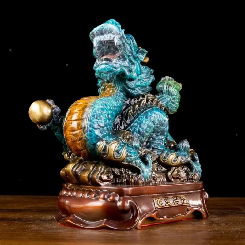 Painted Brass , Chinese Zodiac , Prosperous Career, Auspicious Dragon Ornament, Gift, Home Living Room Craft