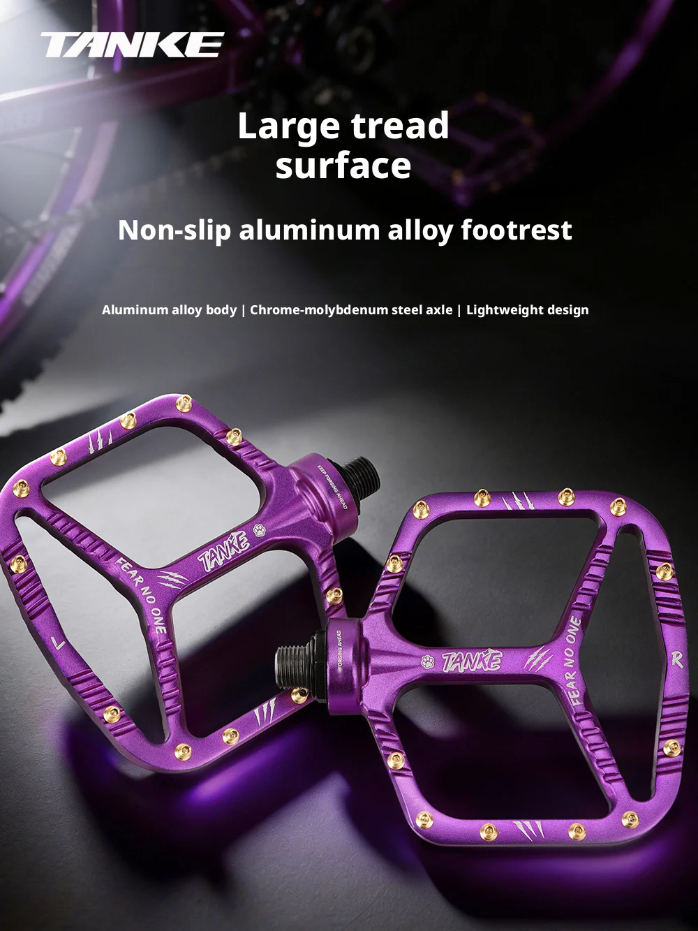 

TANKE High strength aluminum alloy mountain bike pedal short axis wear-resistant, anti-skid, waterproof bicycle nail pedal
