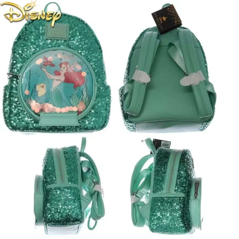 

New Loungefly Disney Mermaid Backpack Beauty Colorful Glass Portrait Bag Children'S Backpack Outdoor Leisure Bag Gifts Toys