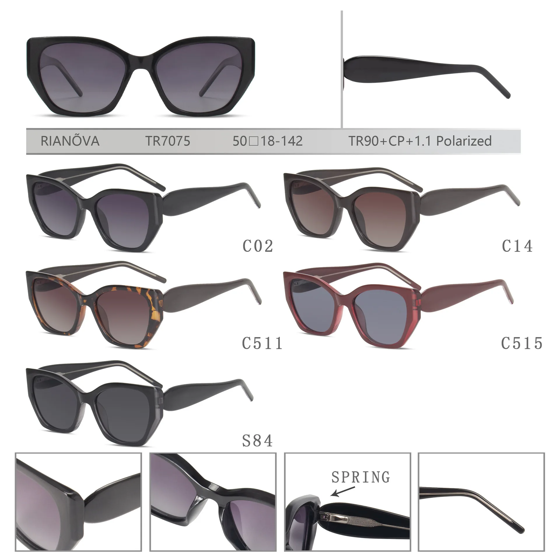 Vintage Plastic Rectangle Cat Eye Sunglasses Unisex UV400 Commute Festival Hiking Street Eyewear