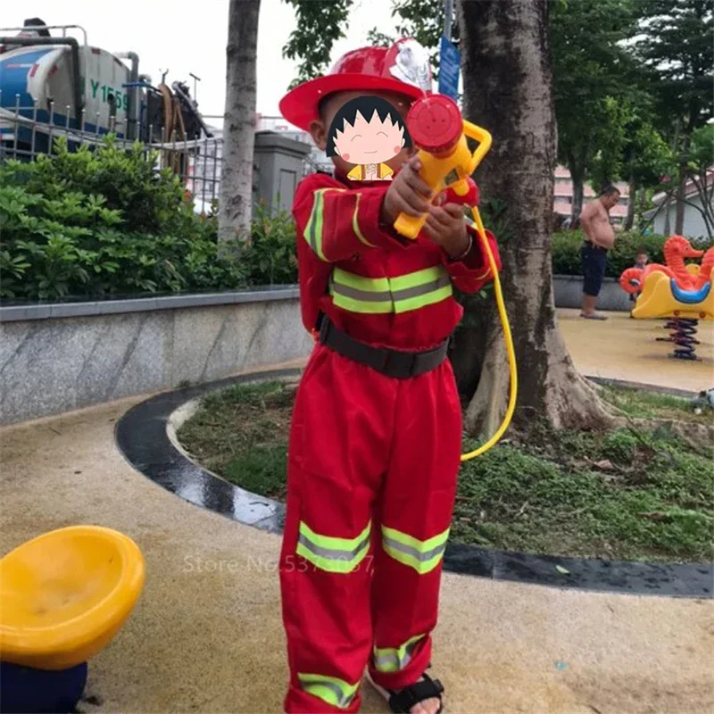 EE01 New Year Halloween Costume for Kid Firefighter Uniform Children Sam Cosplay Fireman Role Play Fancy Clothes Boy Fancy PIo0！