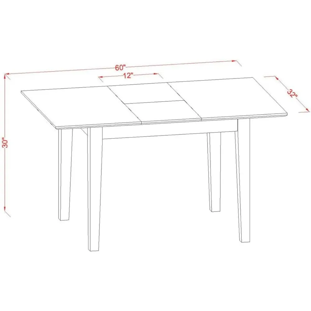 PST-SBR-T Picasso Dining Table - a Rectangle Wooden Table Top with Butterfly Leaf, 32x60 Inch