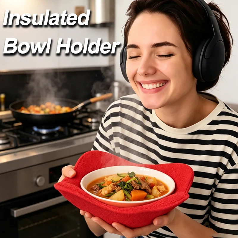 Quilted Heat Resistant Microwave Bowl Cozy Holder for Bowls Plates Soup Food Kitchen Insulated Protector Pot Holder Hot Pads Set