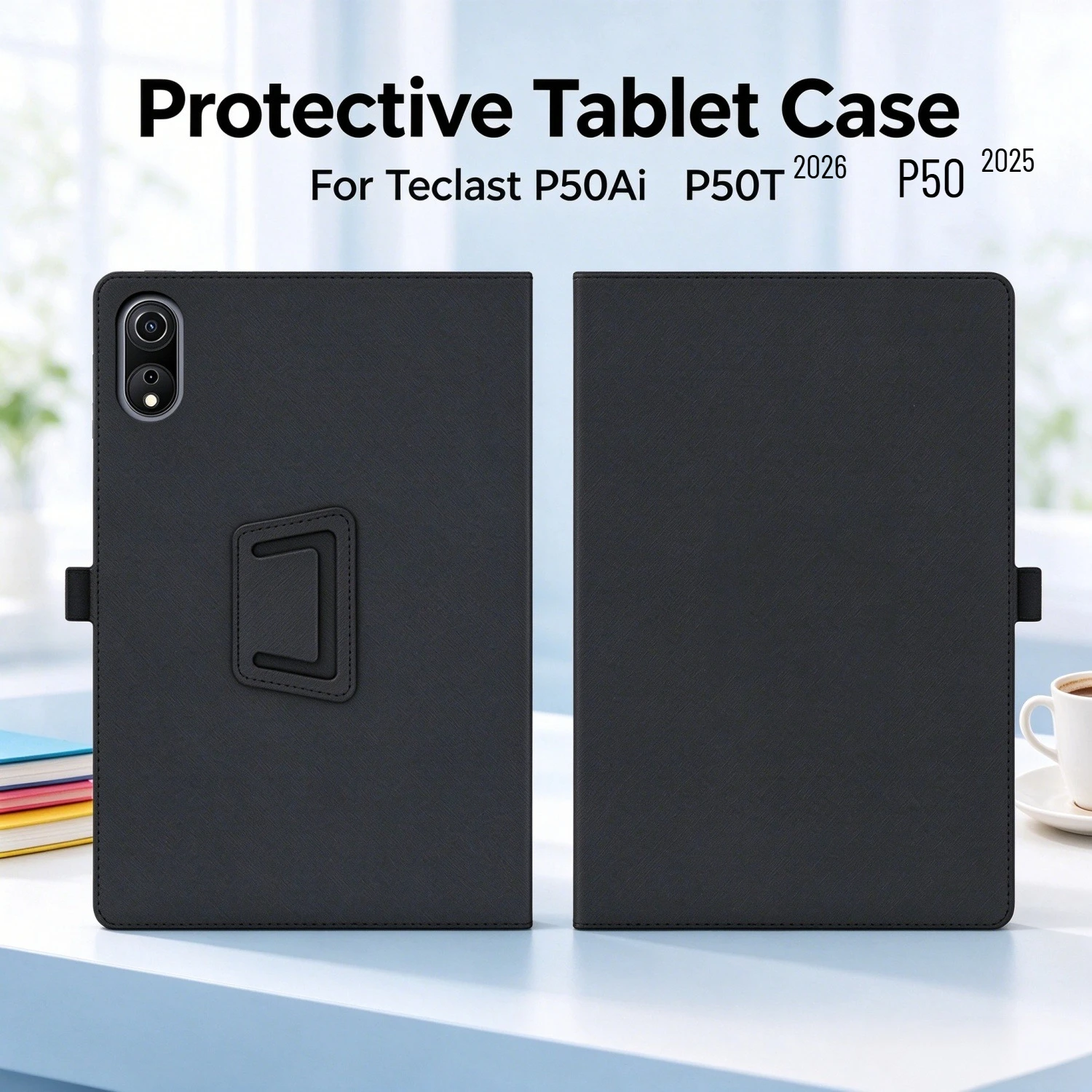 PU Fabric Tablet Cover for Teclast P50T 2026 Folio Case with Hand Strap & Foldable Stand for Teclast P50Ai P50 T50Plus 2025 Only