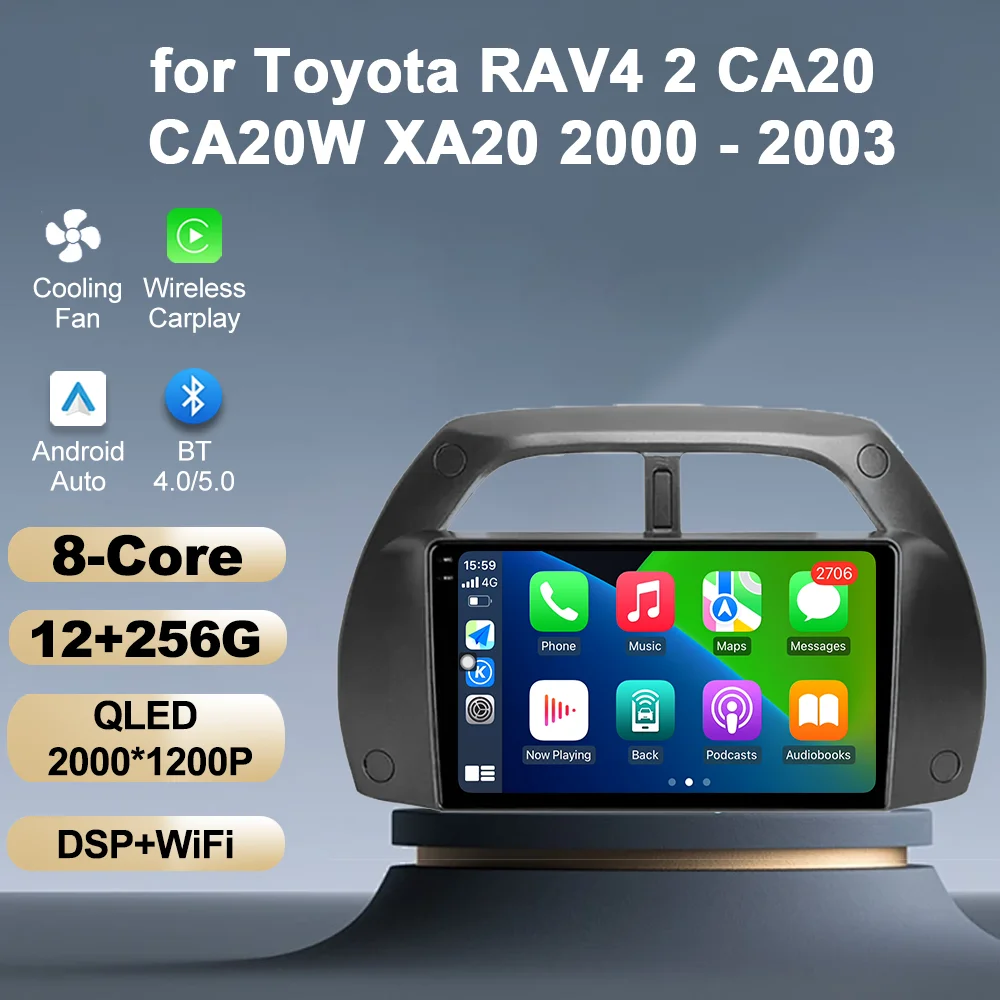 

9 inch for Toyota RAV4 2 CA20 CA20W XA20 2000 - 2003 Car Radio Video Mulltmedia Player GPS Android OS Carplay WiFi DSP Stereo BT