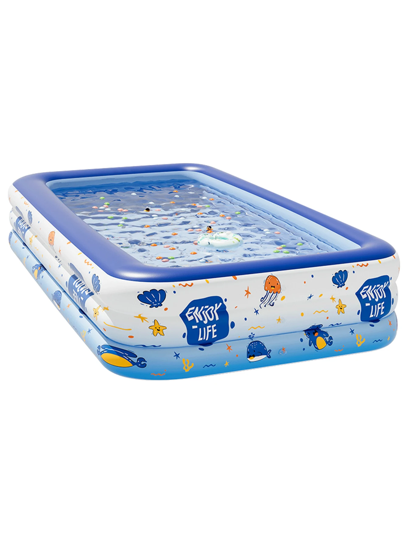 1 Stück Großer Aufblasbarer Swimmingpool, Tragbarer Aufstellpool, Verstärkter PVC-Außenpool für den Garten, Sommer-Wasserspielbecken – Detail 5
