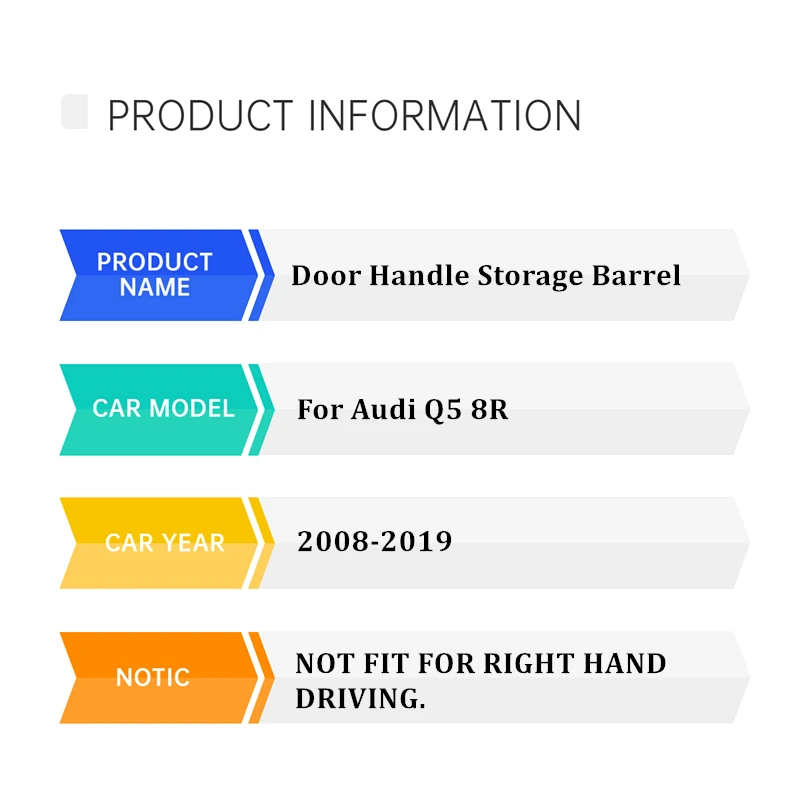 For Audi Q5 8R 1st Gen 2008-2019 Car Front Door Handrail Sort Out Storage Box Auto Interior Accessories 2 PCS