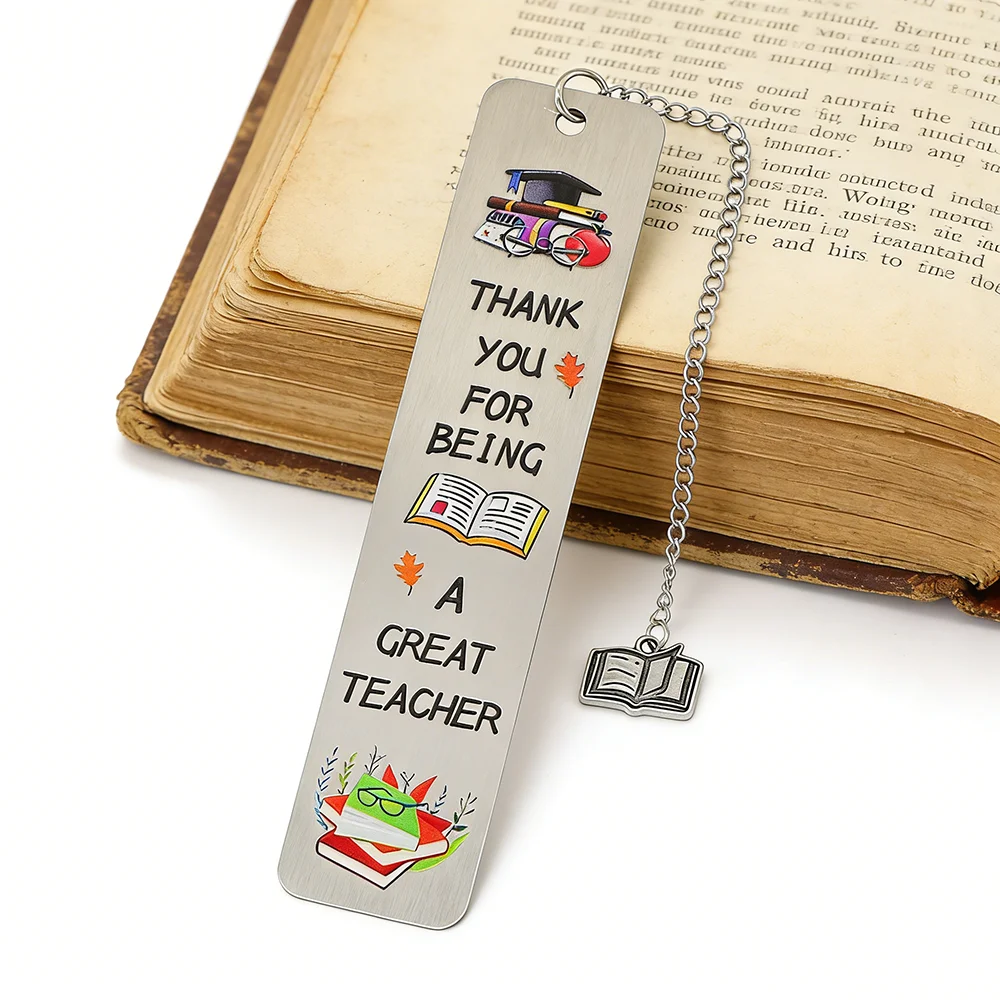 Segnalibro in metallo con scritta 'Grazie Insegnante', Regalo per Insegnanti, Regalo per il Giorno del Ringraziamento, Regalo per la Festa degli Insegnanti, Materiale scolastico per studenti, Cancelleria per l'ufficio degli insegnanti