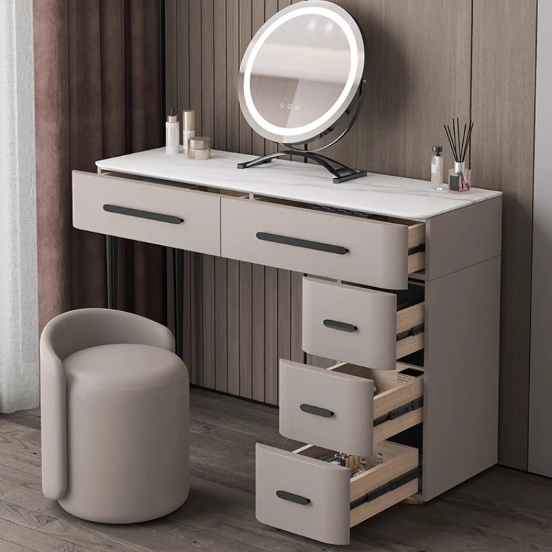 طاولات الزينة الحديثة المنظم مرآة البراز طاولات الزينة الخشبية الصلبة الحد الأدنى درج Penteadeira اكسسوارات المنزل