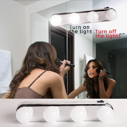 Draagbare Led 4/5 Lampen Make-Up Spiegel Licht Hollywood Vanity Lamp Muur Kit Night Lights Voor Kaptafel Bureau Lezen Verlichting